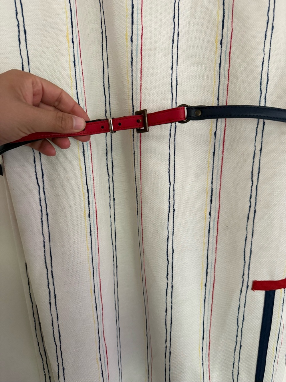 Windsor White Shift Dress with Red and Navy Trim - Picture 3 of 8